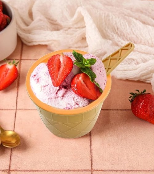 Set de 4 Copas de Helado con Cucharas de Plástico