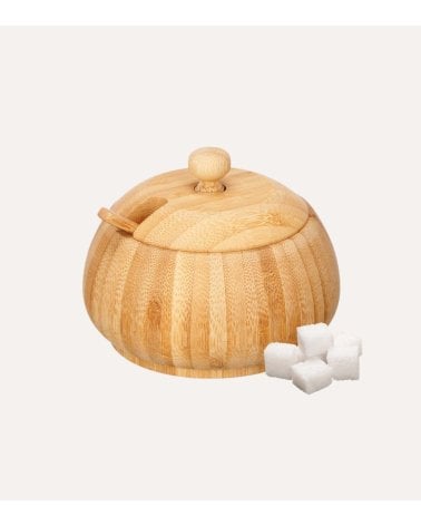 Azucarero Redondo con Tapa y Cuchara de Bambú