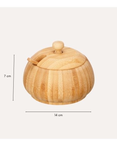 Azucarero Redondo con Tapa y Cuchara de Bambú