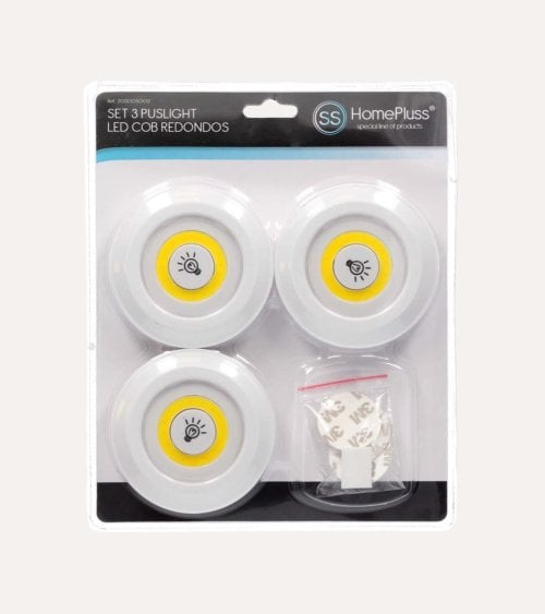 Set de 3 Luces con Pulsador LED Redondas