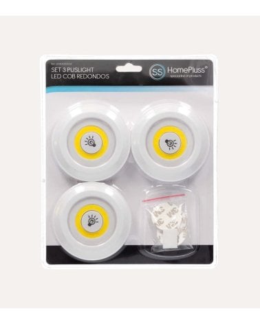 Set de 3 Luces con Pulsador LED Redondas