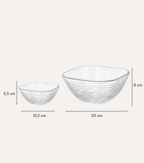 Set de 7 Piezas de Boles con Rayas de Vidrio