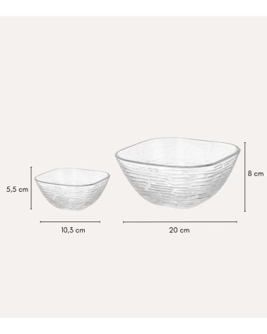 Set de 7 Piezas de Boles con Rayas de Vidrio
