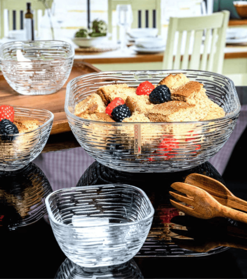 Set de 7 Piezas de Boles con Rayas de Vidrio