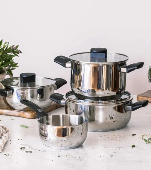 Batería de Cocina 4 piezas Elite de Acero Inoxidable