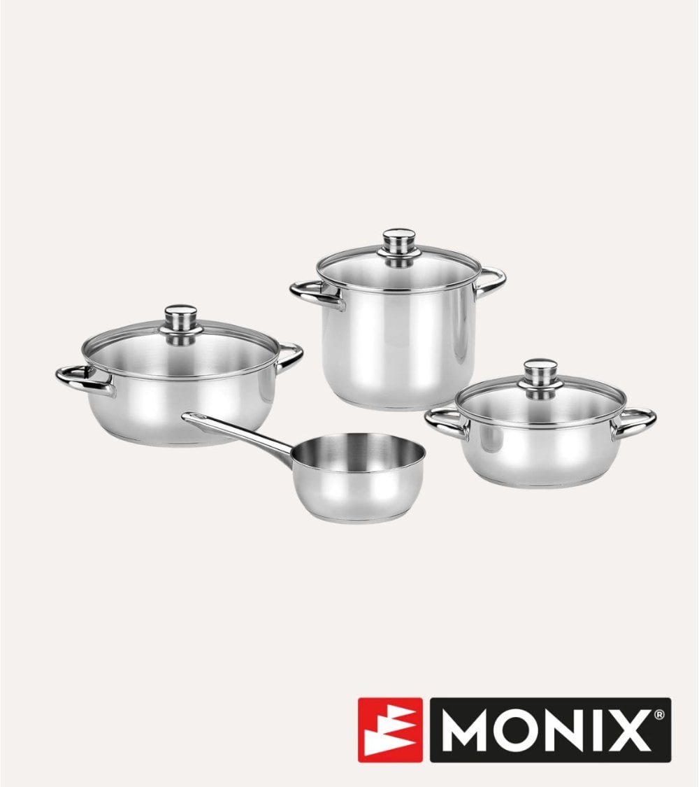 Batería de Cocina de 4 Piezas Optima de Acero Inoxidable