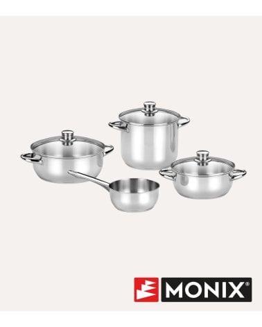Batería de Cocina de 4 Piezas Optima de Acero Inoxidable