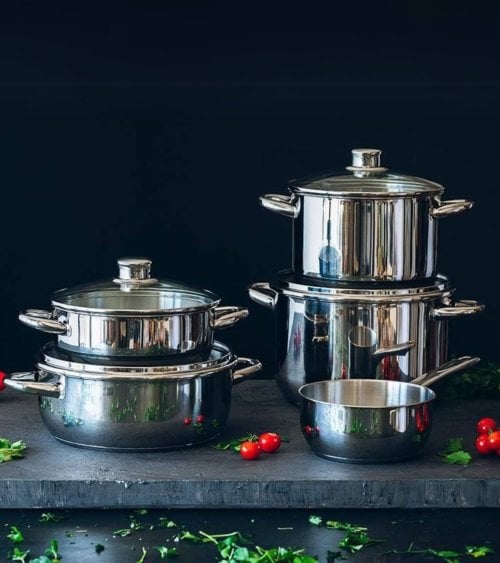 Batería de Cocina de 4 Piezas Optima de Acero Inoxidable