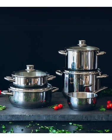 Batería de Cocina de 4 Piezas Optima de Acero Inoxidable