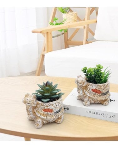 Maceta Decorativa de Tortuga de Arcilla