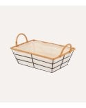 Cesta Rectangular de Tela con Asas de Metal