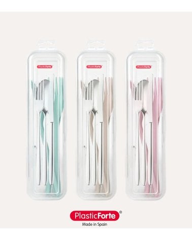 Set de 3 Cubiertos con Estuche de Plástico