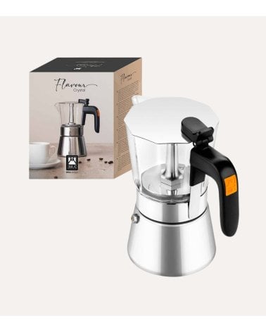 Cafetera Italiana Inducción Flavour Crystal de Acero Inoxidable