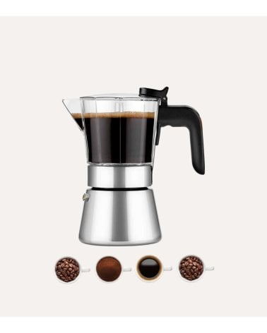Cafetera Italiana Inducción Flavour Crystal de Acero Inoxidable