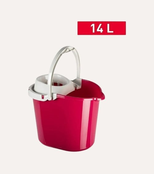 Cubo de Fregona con Escurridor Fucsia de Plástico