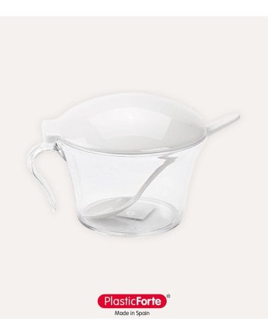 Azucarero con Cucharita Blanco de Plástico