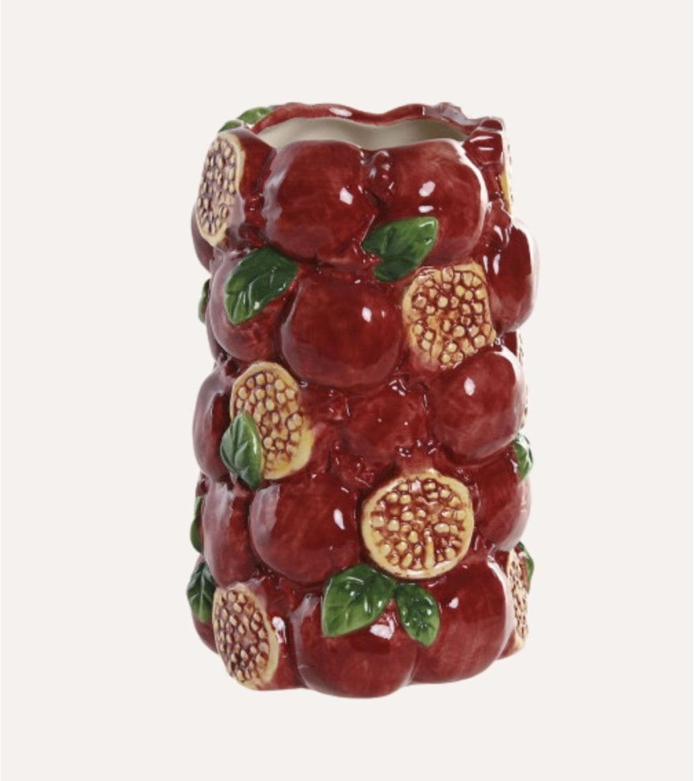 Jarrón Rojo de Granada de Cerámica