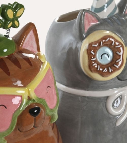 Jarrón de Gato Festivo de Cerámica