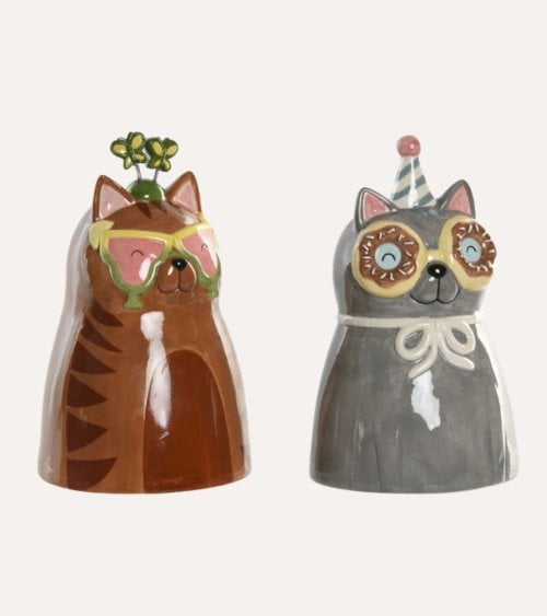 Jarrón de Gato Festivo de Cerámica