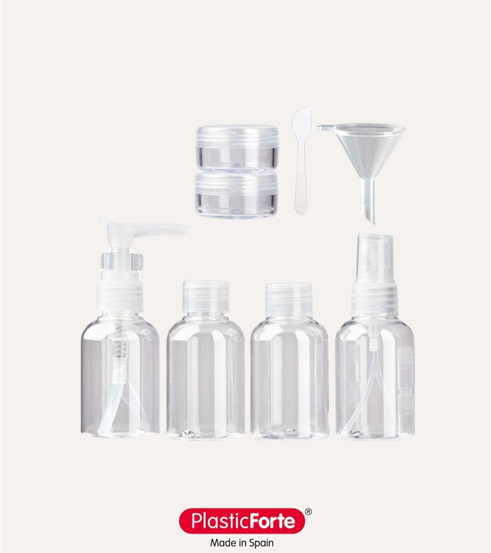 Set de Botellas y Neceser de Viaje de Plástico