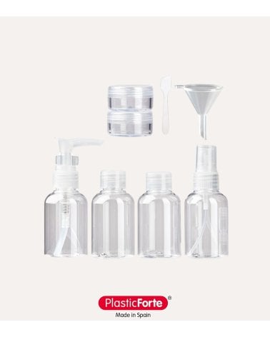 Set de Botellas y Neceser de Viaje de Plástico