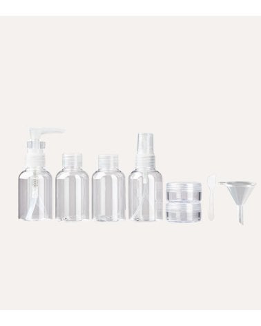 Set de Botellas y Neceser de Viaje de Plástico