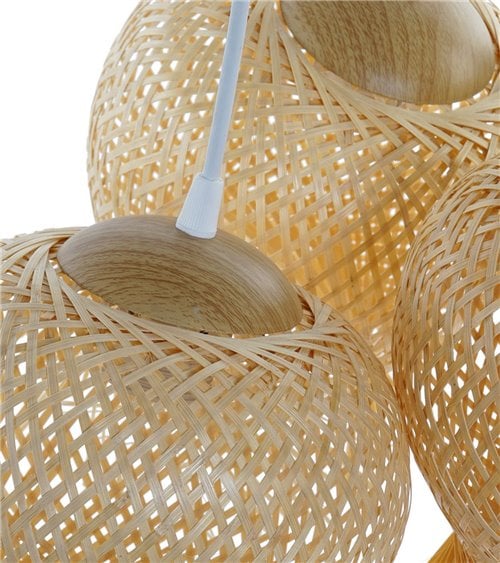 Lámpara de Techo con Seis Pantallas de Bambú