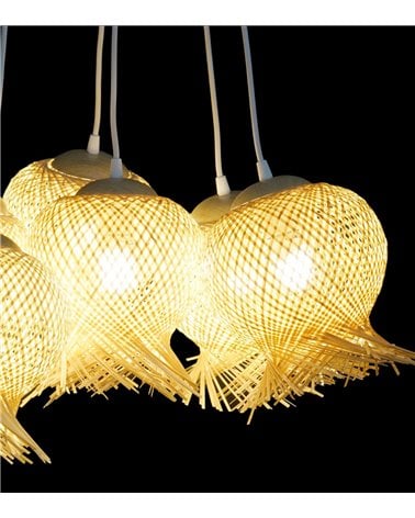 Lámpara de Techo con Seis Pantallas de Bambú