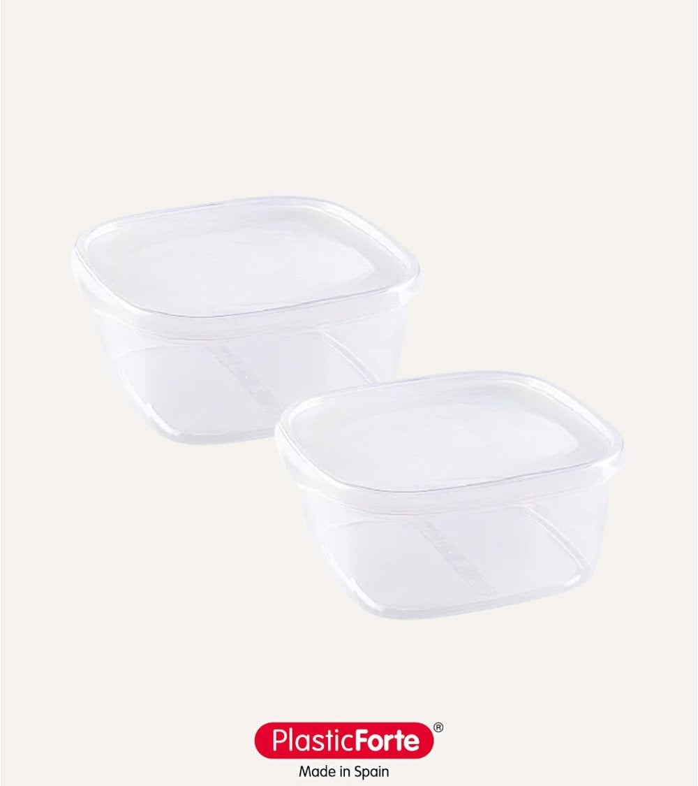 Set de 2 Fiambreras Cuadradas con Tapa de Plástico
