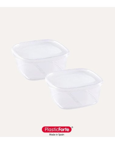 Set de 2 Fiambreras Cuadradas con Tapa de Plástico
