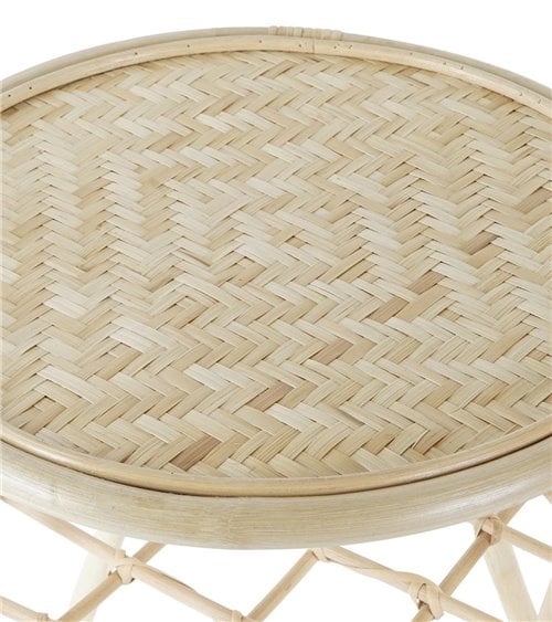 Mesa Auxiliar Redonda de Bambú Natural