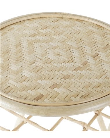 Mesa Auxiliar Redonda de Bambú Natural