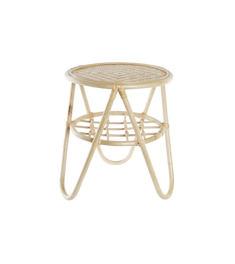 Mesa Auxiliar Redonda de Bambú Natural