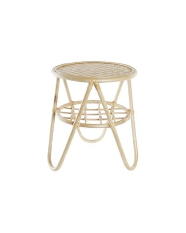 Mesa Auxiliar Redonda de Bambú Natural