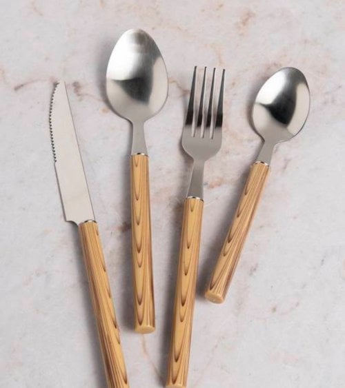 Set de 24 Cubiertos Indonesios de Acero Inoxidable