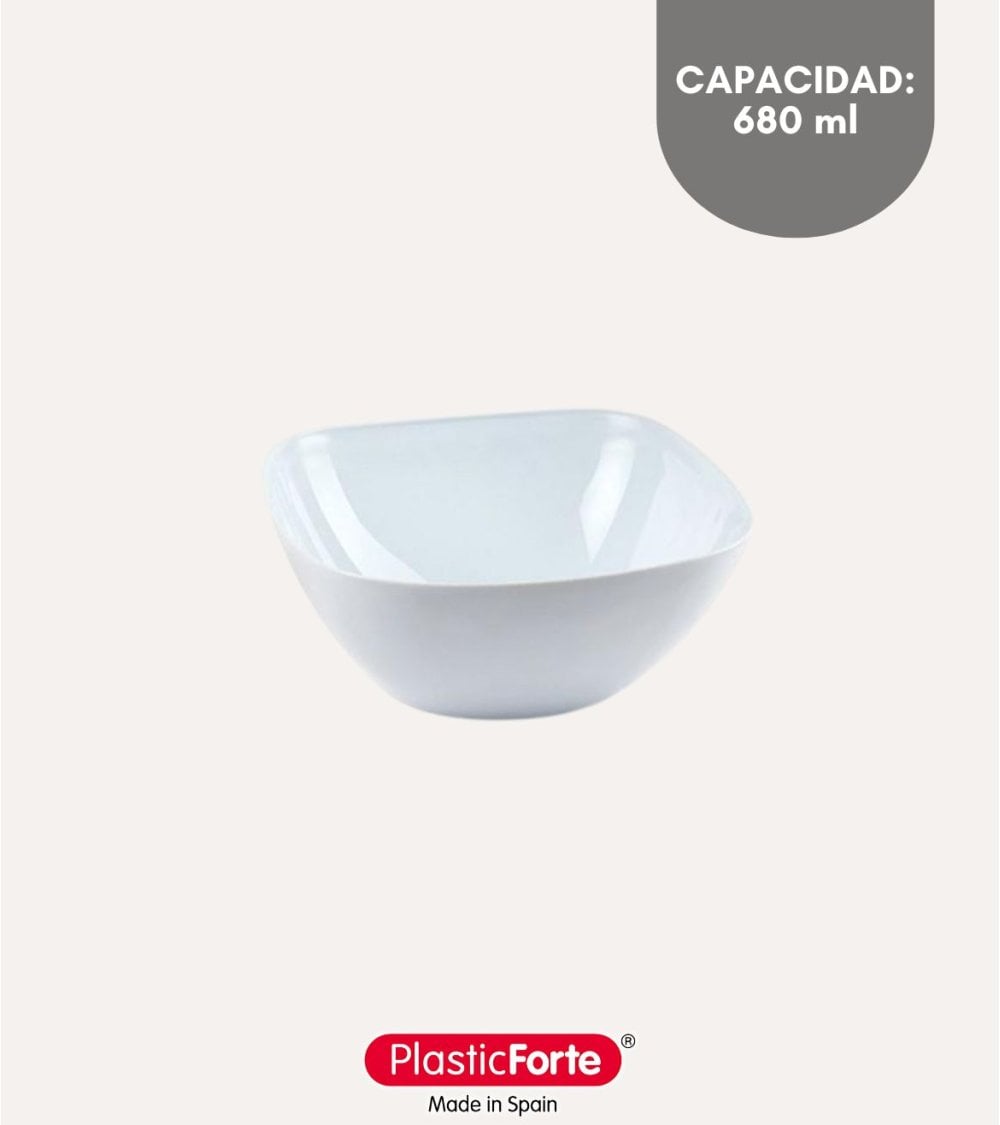 Bol Cuadrado Opal de Plástico