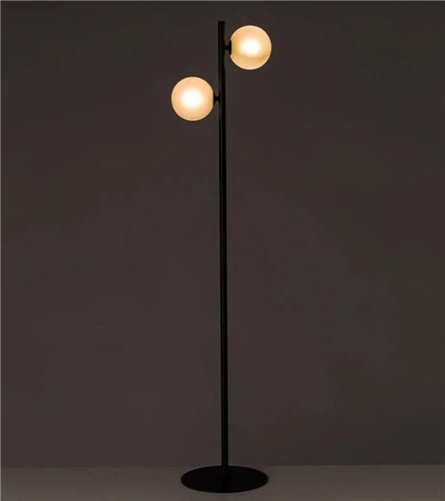 Lámpara de Pie Metálica con Dos Pantallas en Negro