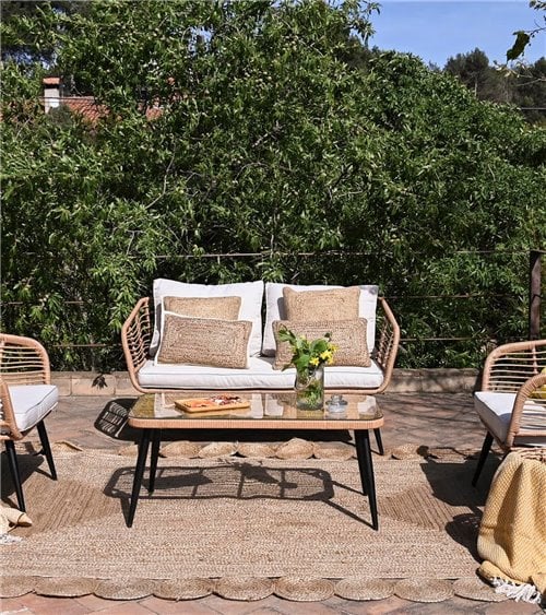 Cojín con Relleno de Poliéster y Jute Natural