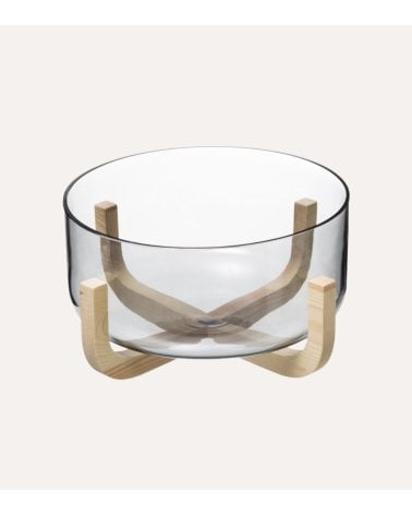 Ensaladera con Base de Madera Ahra de Cristal