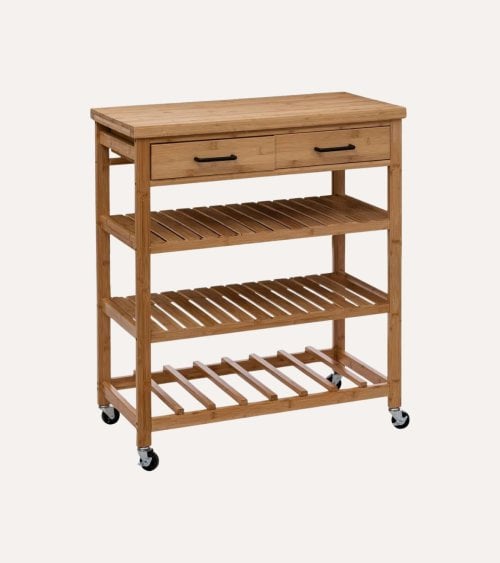 Carrito Auxiliar Linha 2 Cajones de Bambú