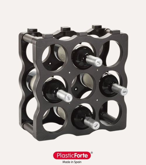Botellero Apilable para 9 Botellas de Plástico