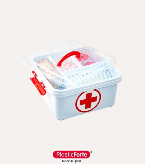 Caja Botiquín de Emergencias con Tapa Transparente de Plástico
