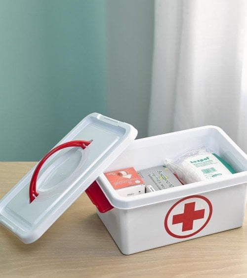 Caja Botiquín de Emergencias con Tapa Transparente de Plástico
