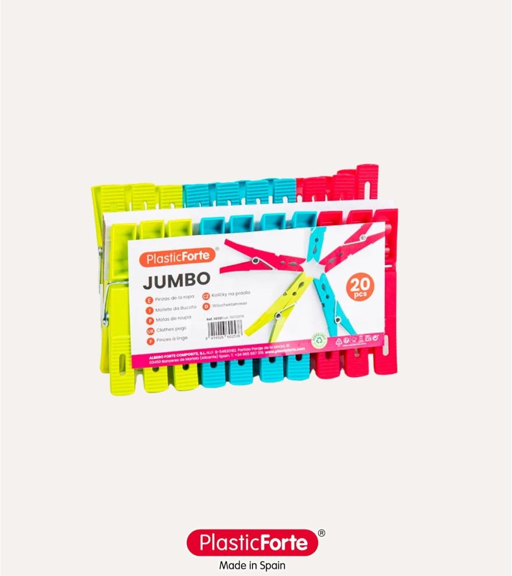 Set Jumbo de 20 Pinzas para Ropa de Plástico Compra Ahora