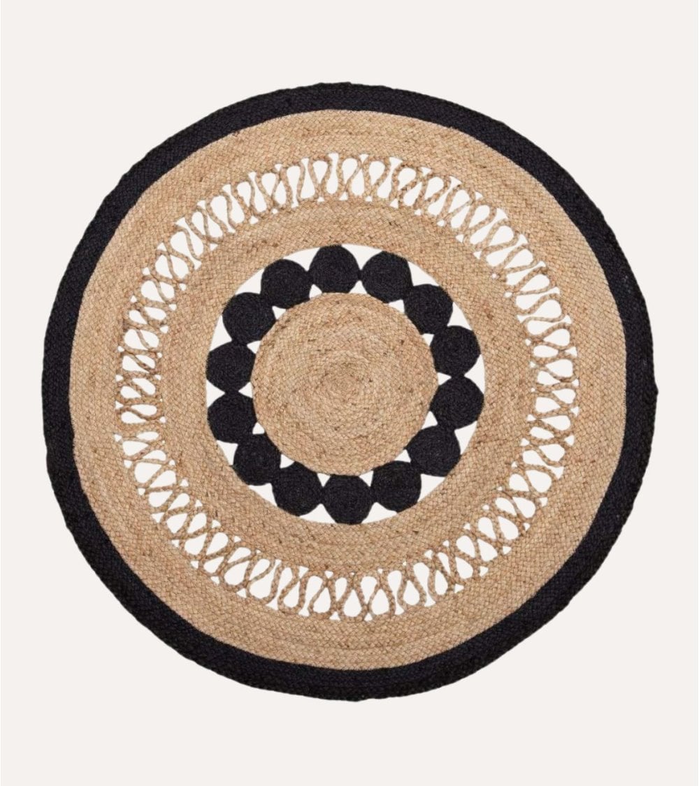 Alfombra Redonda Calada de Fibra de Yute Natural