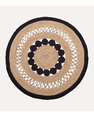 Alfombra Redonda Calada de Fibra de Yute Natural
