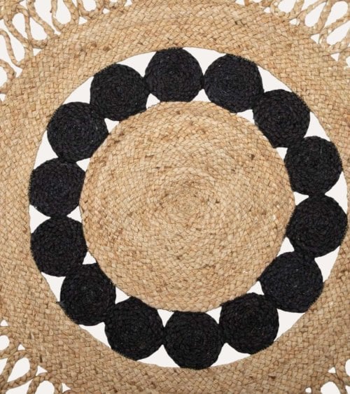 Alfombra Redonda Calada de Fibra de Yute Natural