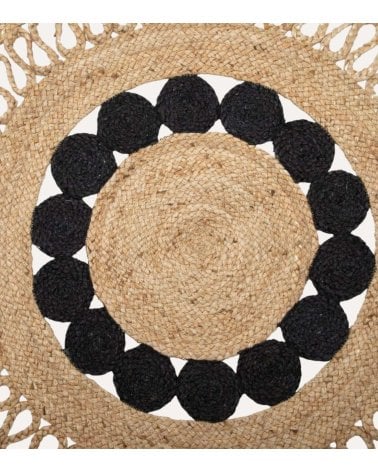 Alfombra Redonda Calada de Fibra de Yute Natural