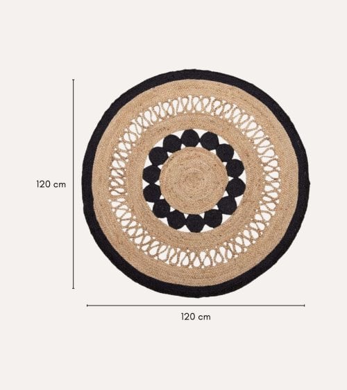Alfombra Redonda Calada de Fibra de Yute Natural