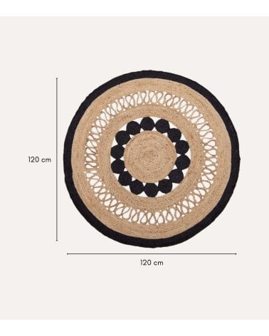 Alfombra Redonda Calada de Fibra de Yute Natural